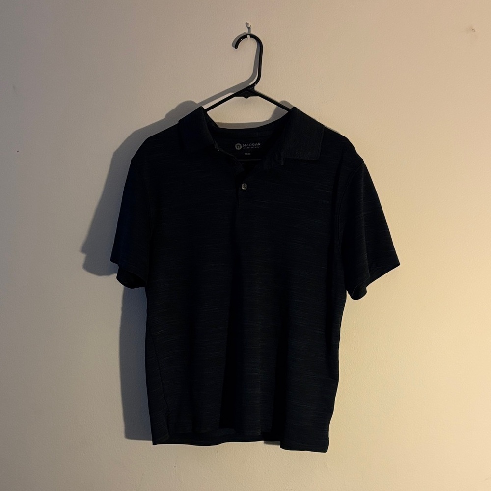Haggar Black Polo Shirt w/ Light Stripes